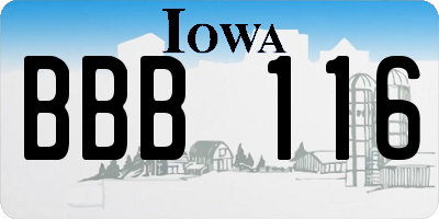 IA license plate BBB116