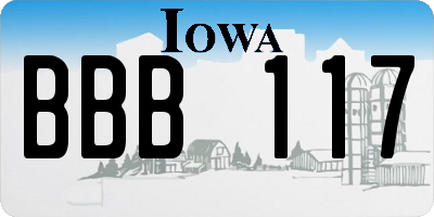 IA license plate BBB117