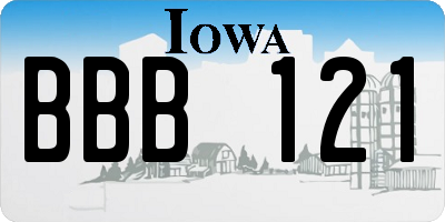 IA license plate BBB121