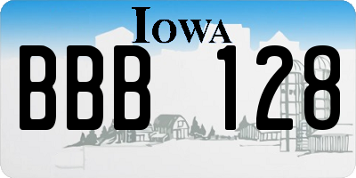 IA license plate BBB128