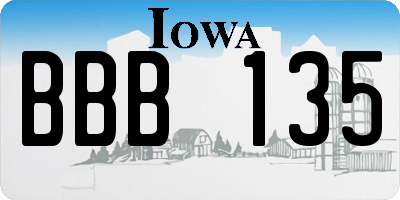 IA license plate BBB135