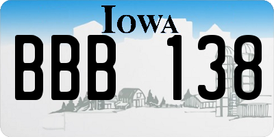 IA license plate BBB138
