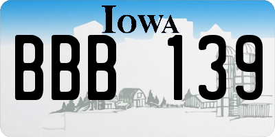 IA license plate BBB139