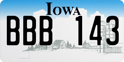 IA license plate BBB143
