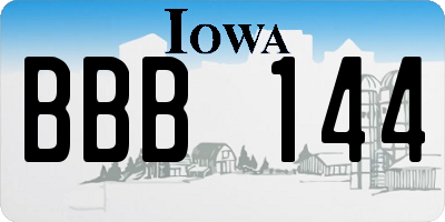IA license plate BBB144