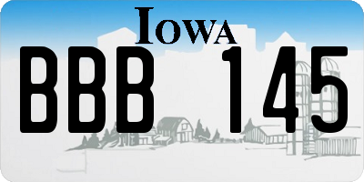 IA license plate BBB145