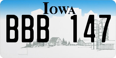 IA license plate BBB147