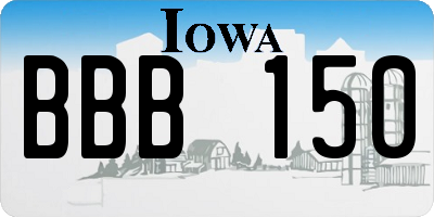 IA license plate BBB150