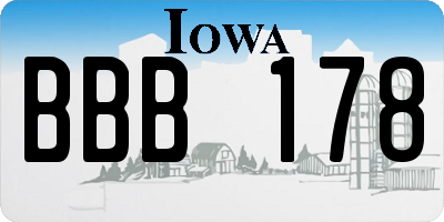 IA license plate BBB178