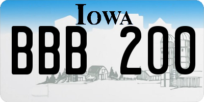 IA license plate BBB200