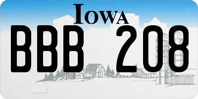 IA license plate BBB208