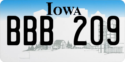IA license plate BBB209