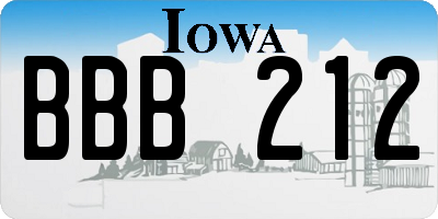 IA license plate BBB212