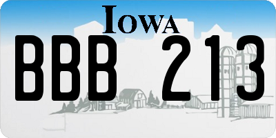 IA license plate BBB213