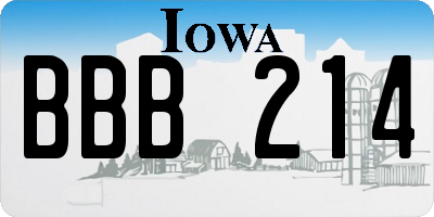 IA license plate BBB214