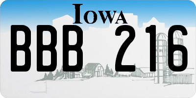 IA license plate BBB216