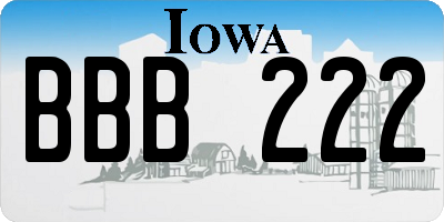 IA license plate BBB222
