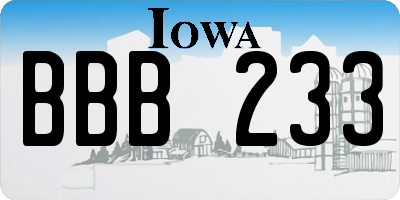 IA license plate BBB233
