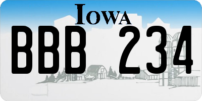IA license plate BBB234