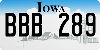 IA license plate BBB289