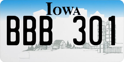 IA license plate BBB301