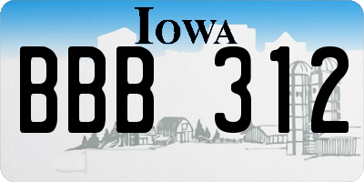IA license plate BBB312
