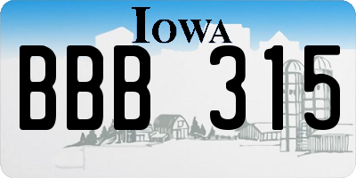 IA license plate BBB315