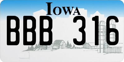 IA license plate BBB316
