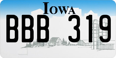 IA license plate BBB319