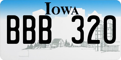 IA license plate BBB320