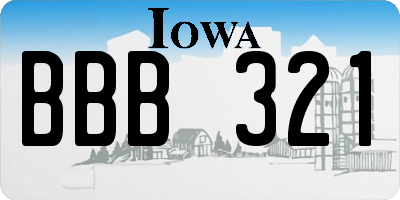IA license plate BBB321