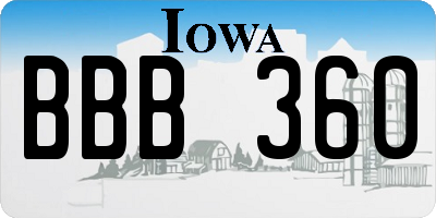 IA license plate BBB360
