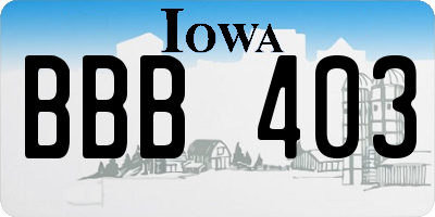 IA license plate BBB403