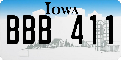 IA license plate BBB411