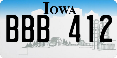 IA license plate BBB412