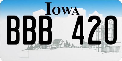 IA license plate BBB420