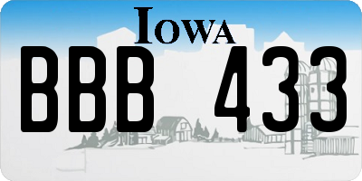 IA license plate BBB433
