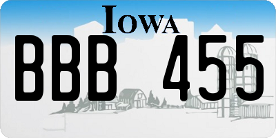 IA license plate BBB455