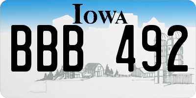 IA license plate BBB492