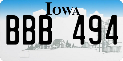 IA license plate BBB494