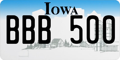IA license plate BBB500
