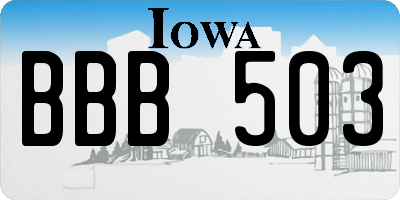 IA license plate BBB503