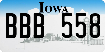 IA license plate BBB558