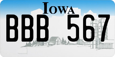 IA license plate BBB567