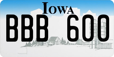IA license plate BBB600