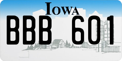 IA license plate BBB601