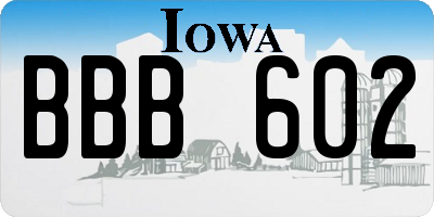 IA license plate BBB602
