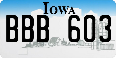 IA license plate BBB603