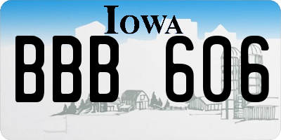 IA license plate BBB606