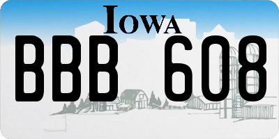 IA license plate BBB608